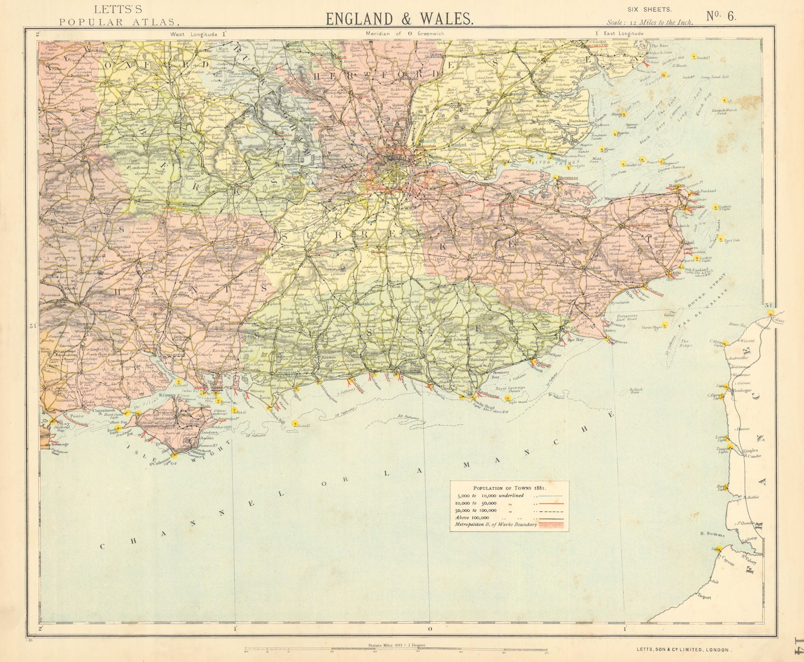 SE ENGLAND Lighthouses Lifeboat stations English Channel Thames Estuary 1892 map
